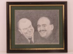 Signed pencil sketch of Steve Ford and Bleddyn Llewellyn Williams MBE (22 February 1923 - 6 July