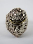 A 'Viking's Head' ring stamped 925, size