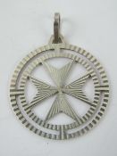 A large silver Maltese Cross pendant, ha