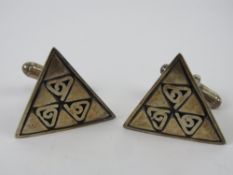 A pair of HM silver triangular geometric