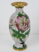 An early 20thC Chinese cloisonné Canton enamel vase, white ground having pink floral pattern upon,