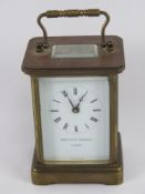 A five glass brass carriage clock by Matthew Norman London having Swiss movement, swing handle over,