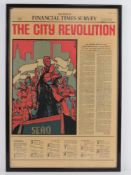 A framed front cover of the Financial Times Survey for 27th October 1986 'The City Revolution' 62 x