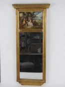 A rectangular bevel edged hall mirror having Constable print above,