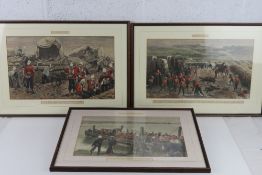 Three coloured engravings of military scenes entitled 'The Zulu War',