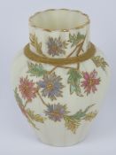 A Grainger & Co Worcester cream ground short vase having floral design upon,