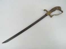 An Officer's sword having wire bound grip, lion's head pommel and oak leaf decoration to guard,