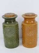 A matched pair of Portmeirion 'Totum' pattern storage jars c1970s,