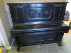 A good upright overstrung piano by Lochow and Zimmermann 'Hoff Piano Forte Fabrikantn Strasbourg',