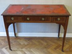 A good late 19th early 20th century escritoire writing desk, one long drawer with short opposing,
