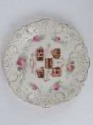 A 'Honley Industrial & Equitable Society 18-61-1911' plate made by CWS Longton.