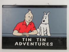 A contemporary double sided painted wood