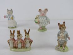 Beswick Beatrix Potter; Four figurines having gold back stamp 'Beswick England F.