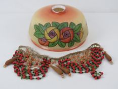 An early 20thC hand painted milk glass l