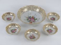 A Limoge fruit bowl with five individual
