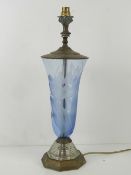 A pale blue early 20thC etched glass vas