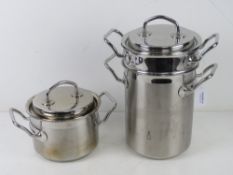 Two stainless steel Teknika by Silga professional pans.