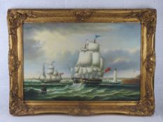A 20thC oil on canvas; Maritime scene of