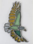 A contemporary leaded glass hanging Peac