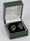 A pair of Scottish thistle earrings with