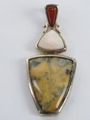 A HM silver pendant set with Jasper, Car