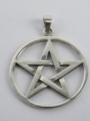 A Wiccan pentagram silver pendant, stamp