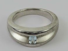 A HM silver ring having brushed and poli