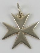 A hallmarked silver Maltese cross pendan