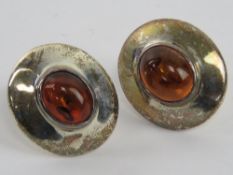 A pair of Baltic amber and sterling silv