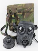 A British S10 Gas mask in bag.