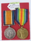 A WWI Victory and War Medal pair, engraved for Pte. W. R. Hilling 3531 Norfolk Regiment.