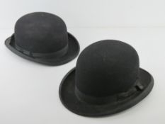 A vintage felted bowler hat by Northern & Co size 7, together with another vintage fur felt bowler,