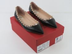 Valentino Garavani Rockstud block heel sandals in black leather, size 41,