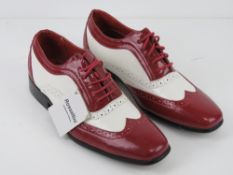 A pair of mens red and white patent Brogues by Rossellini, size 7,