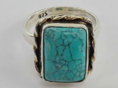 A handmade turquoise ring, rope twist se