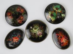 Five Russian papier mache hand painted f