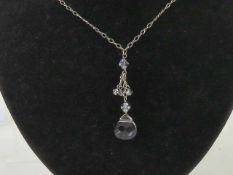 A silver and crystal necklace, stamped 9