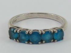 A contemporary silver five stone ring, s
