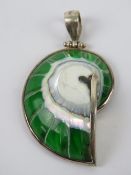 An unusual green acrylic and mother of p