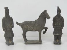 A pair of terracotta Chinese Warrior fig