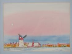 Frank Watkins; Watercolour 'Moonrise Lyt