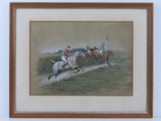 John Alexander Harrington Bird (1846-1936) Equine School Watercolour and Gouache The Grey takes the