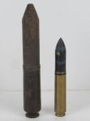 An inert German 20mm shell, together with an inert German 30mm shell having marks upon.
