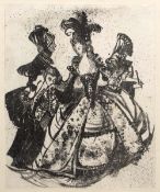 Three costume design studies one titled 'Footman to Count O'Dowda' (Fanny's First Play), 40cm x
