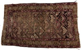 Persian rug with geometric stylised central panel and foliate border, 158cm x 89cm