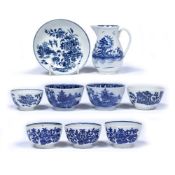 Collection of Worcester porcelain to include: tea bowls, a saucer and a sparrow beak jug (9)