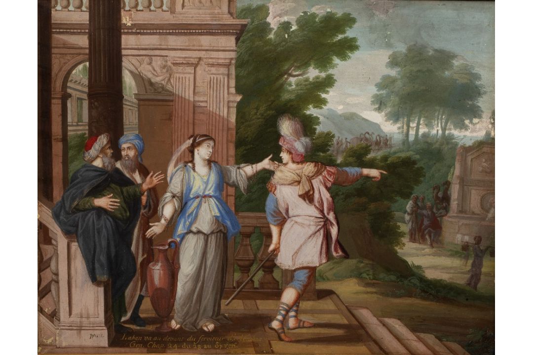 Attributed to Pierre I le Bon Patel (c1605-1707) Laban goes out to Abraham's manservant (Genesis, - Image 1 of 3