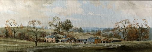 Michael D. Barnfather (b.1934) 'Farm scene' oil on canvas, signed lower left, 37cm x 105cm and '