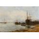 Robert William Arthur Rouse (fl.1882-1929) Busy shipping scene, oil on board, signed, 31cm x 43cm - Image 1 of 3