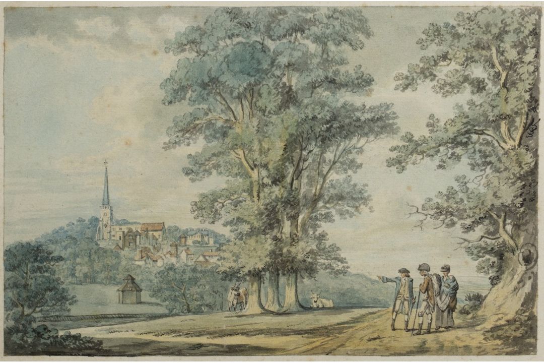 Paul Sandby (British, 1731-1809) ''Harrow-on-the-Hill'', pen, ink and watercolour, 19cm x 29cm - Image 1 of 5